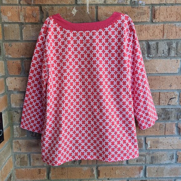 Charter Club Womens Top Blouse Pullover 3/4 Sleeves Red White Size XL - Picture 7 of 7